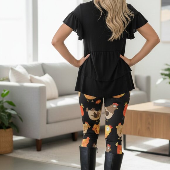 NEW Womens Chicken Rooster Leggings Signature Lux Soft Yoga Pants OS/TC/TC2 - Picture 6 of 15